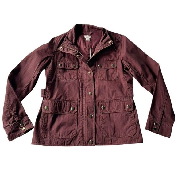 J Crew Factory Woman's Sz M Downtown Field Jacket in Burgundy - Picture 12 of 12